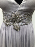 womens  waist detail  vintage  sleeveless  silver  midi dress  midi  Frank Usher  evening dress  embellishment  dress  diamante embellishment  blue  10
