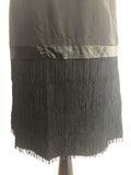 womens  vintage  Urban Village Vintage  urban village  swing dress  sleeveless  seventh avenue  midi dress  midi  fringed  fringe  drop waist dress  dress  black  60s  1960s  10