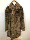 Mens 1970s Double Breasted Teddy Coat by Burton - Size L