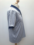 vintage  Urban Village Vintage  top  Three button  Stripes  sportswear  sports polo  polo top  polo  mens  L  Count Christie  blue  70s  1970s