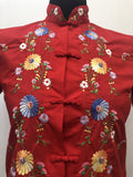 womens  vintage  Urban Village Vintage  urban village  short sleeved  short sleeve  Shirt  red  oriental  floral embroidery  embroidered  chinease  blouse  8