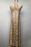 womens  vintage  Urban Village Vintage  stitch detail  sleevless  midi dress  maxi dress  floral  embroidered dress  dress  beige  back zip  60s  1960s  10