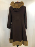 Wool  womens jacket  womens coat  womens  vintage  jacket  hooded  faux fur  coat  brown  70s  1970s  10