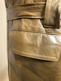 vintage  Urban Village Vintage  urban village  S  pockets  mens  long sleeve  Leather Jacket  Leather  front pockets  chest pockets  Brown  Belted waist  belted jacket  belted  belt  70s  1970s