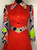 1960s Balloon Sleeve Mini Dress - Size UK 8