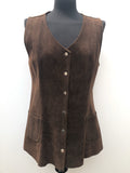 1960s 1970s Suede Tunic Waistcoat in Brown - Size 12