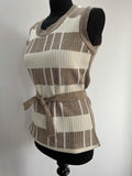 vintage  vest  Urban Village Vintage  urban village  top  tank  sweater  round neck  mod  cream  brown  belted top  belted  70s  1970s  14  12