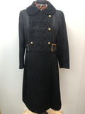 Vintage 1960s Mi Size Double Breasted Astrakhan Coat in Black - Size UK 12