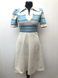 zip  womens  vintage  Urban Village Vintage  urban village  shirt dress  dress  dagger collar  cream  collar dress  collar  blue  big collar  70s style  70s  1970s  10