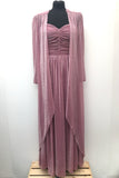womens  vintage  Urban Village Vintage  urban village  two piece  pink  metallic  maxi dress  long dress  lightweight jacket  John Charles  glitter  evening dress  dress  crochet  70s  70  1970s  10