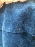 womens  vintage  Urban Village Vintage  suede  sheepskin  shearling  Jacket  coat  blue  70s  70  1970s  10