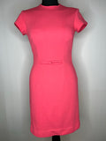 Vintage 1960s Mod Short Sleeve Pencil Dress in Pink - Size UK 8