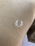 winter  vintage  Urban Village Vintage  urban village  short sleeved  short sleeve  S  MOD  mens  Logo design  logo  Fred Perry  fred  embroidered logo  cotton pique  Cotton  button  brown  beige