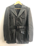 1970s Belted Safari Leather Jacket by Swears and Wells - Size Small