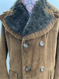 Winter Jacket  Winter Coat  winter  vintage  Urban Village Vintage  urban village  sheepskin collar  Sheepskin  quilted lining  quilted  quilt  pockets  pocket  MOD  mens coat  mens  made in england  M  long sleeve  long coat  lining  Jacket  faux fur  faux collar  faux  double breasted coat  double breasted  corduroy  cords  corded  cord  coat  car coat  button front  button  brown  briqwater  70s style  70s  70  1970s