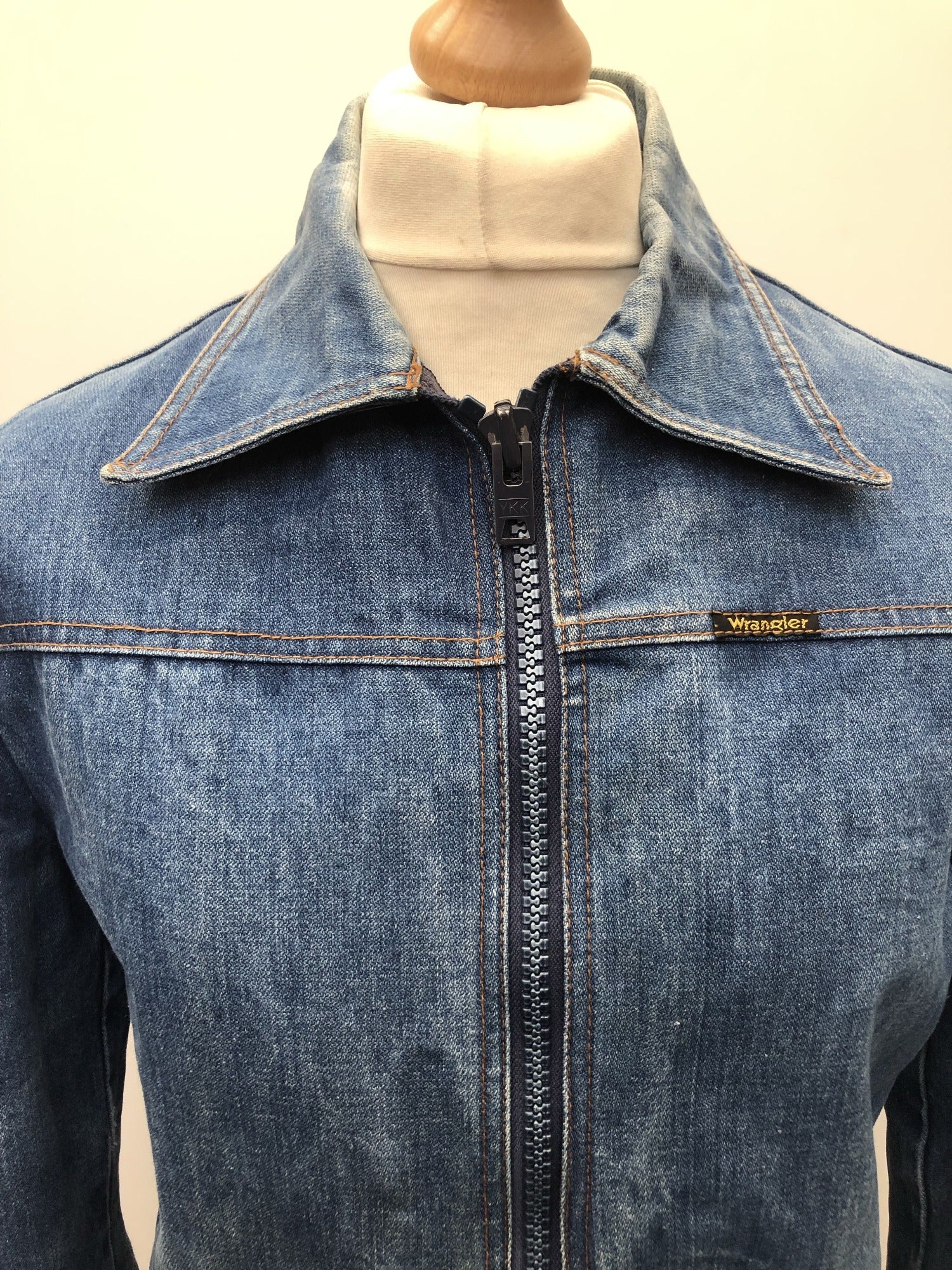 1970s Vintage Denim Bomber Jacket by Wrangler Size L Urban