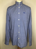 Fred Perry Gingham Button Down Shirt in Blue - Size L