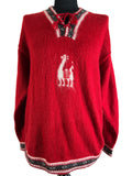 wool  womens  winter jumper  winter  vintage  v neck  Urban Village Vintage  urban village  tie neck  sweater  retro  red  pullover  patterned  pattern  made in Peru  long sleeves  Long sleeved top  long sleeve  knitwear  knitted  knit  jumper  festive  ethnic pattern  christmas jumper  christmas  boho  bohemian  Arte Inca Alpaca  alpaca wool  alpaca pattern  Alpaca  70s  1970s  14