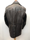 vintage  Urban Village Vintage  urban village  stitch detailing  stitch detail  soft leather  pockets  mens  M  long sleeve  Leather Jacket  Leather Coat  Leather  Jacket  dagger collar  collar  brown stitch  brown leather  brown  big collar  70s style  70s  1970s
