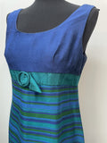zip back  zip  womens  vintage  Urban Village Vintage  urban village  stripey  Stripes  striped  short sleeved  short sleeve  retro  MOD  maxi dress  long length  long dress  Green  dress  blue  Berkertex  back zip  60s  1960s  10