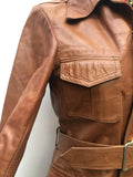 womens  waist belt  vintage  Urban Village Vintage  tan  safari style  Safari jacket  safari  Leather Jacket  Leather  brown  Artex  70s  1970s  10