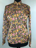 womens shirt  womens  vintage  Urban Village Vintage  pink  orange  multi  MOD  dagger collar  collar dress  blue  blouse  black  big collar  70  1970s  12