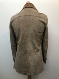 western wear  western  vintage  Urban Village Vintage  urban village  Suede Jacket  Suede  S  pockets  mens  long sleeves  long sleeve  Jacket  grey  collared  collar  chest pockets  button  70s  70  1970s