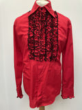 vintage  Urban Village Vintage  urban village  tuxedo shirt  Shirt  ruffle  retro  Red  pop boutique  MOD  Mens Shirts  mens  L  dagger collar  dagger  collar  button down  button  big collar