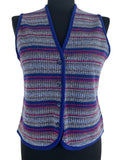 Vintage 1970s Knitted Striped Waistcoat in Navy Blue by St Michael - Size UK 12