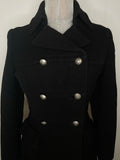 womens  vintage  MOD  military jacket  military  Mark Russell  made in england  fitted waist  fitted  fit and flare  double breasted coat  double breasted  black  70s  70  6  1970s