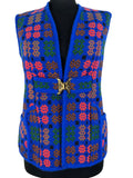 Vintage 1960s Tapestry Tunic Waistcoat in Blue by Ylfaen - Size UK 14