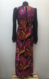 womens  vintage  Urban Village Vintage  patterned  multi  maxi dress  long sleeves  long dress  floral print  floral dress  floral  dress  by Caprice  balloon sleeves  70s  1970s  10