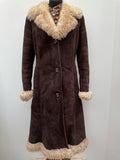 60s 70s Sheepskin Shearling Suede Coat - Size 8