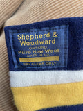 Yellow  Wool Blend  wool  vintage  Urban Village Vintage  urban village  Stripes  striped  shepard and woodward oxford  pure wool  One Size  MOD  college scarf  blue  60s  1960s  100% Wool