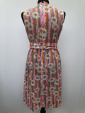 womens  Urban Village Vintage  stripe print  pink  multi  long sleeve  floral print  floral dress  floral  dress  daisy print  dagger collar  60s