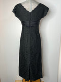 womens  vintage  retro  MOD  long sleeve  lace  floral lace  fitted  dress  black  60s  6  1960s