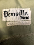 womens  vintage  Urban Village Vintage  sleevless  pockets  pencil dress  MOD  green  dress  Davisella Model  crimplene  back zip  60s  1960s  12