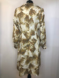 womens  vintage  sailor collar  Rozlynne of london  Hamells  feather print  dagger collar  cream  brown  bow detail  70s  1970s  14