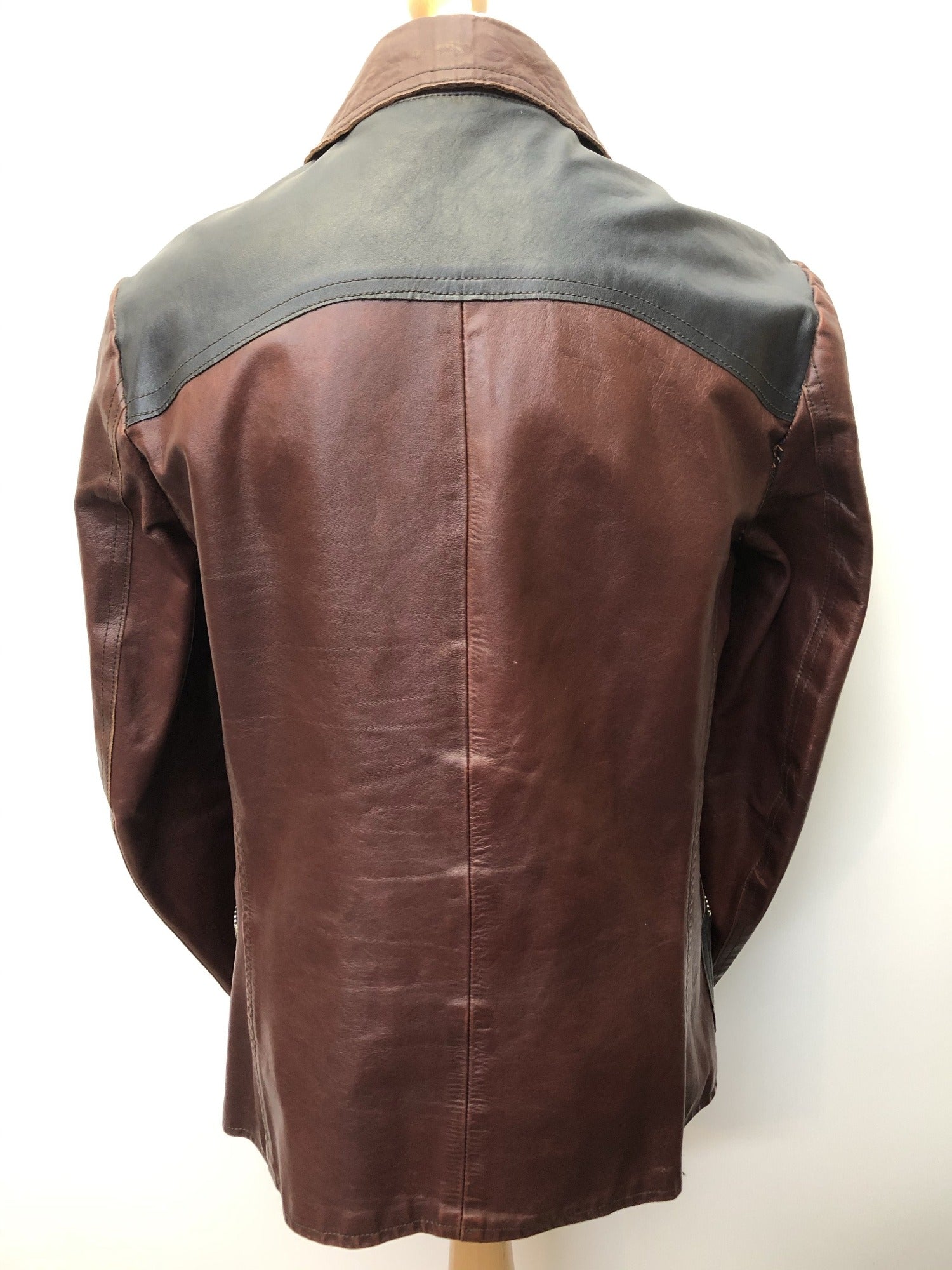 vintage  sears  Rare  Oxblood  mens  M  Leather  Jacket  Black  Beagle collar  70s  60s  1970s  1960s