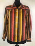 yellow  womens  vintage  top  stripes  red  multi  dagger collar  dagger  brown  blouse  70s  1970s  12