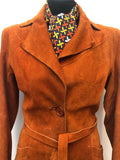 1970s Full Length Suede Coat in Tan - Size 6