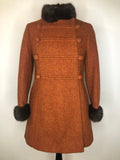 1960s Double Breasted Mink Collar and Cuffs Coat - Size UK 6-8 Petite