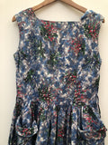 womens  vintage  Urban Village Vintage  swing dress  multi  floral  dress  blue  50s  1950s  10