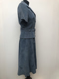 womens  vintage  Urban Village Vintage  two piece  top  suede top  suede skirt  suede  formal  blue  belted top  60s  1960s  10