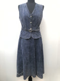 1970s Suede Two Piece Waistcoat and Skirt Set by Sarah Peters - Size 10