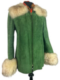 zip front  woodstock  womens  Winter Jacket  Winter Coat  winter  vintage  Urban Village Vintage  urban village  Suede Jacket  Suede  sheepskin cuffs  sheepskin collar  Sheepskin  shearling  long sleeve  Jacket  hippy  hippie  Green  coat  boho  autumnal  autumn  12