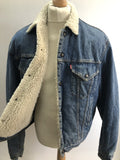 Urban Village Vintage  trucker  Sherpa  red tab  Outerwear  mens  logo  levis  levi strauss  L  jean  Jacket  Denim  blue  badge