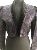 womens  vintage  Velvet collar  velvet  Urban Village Vintage  short  retro  Quorum  purple  patterened blazer  metallic  Jacket  evening wear  cropped  blazer jacket  Blazer  black  70s  1970s  12