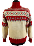 vintage  Urban Village Vintage  urban village  thick  sweater  ski jumper  scandinavian  scandi  Red  polo neck  patterned  pattern  nordic  mens  M  long sleeve  knitwear  knitted  knit  icelandic  high neck  heavyweight  cream  christmas jumper  christmas  70s  1970s