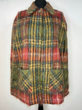 Vintage 1950s Mohair Wool Cape in Red and Green Plaid - S